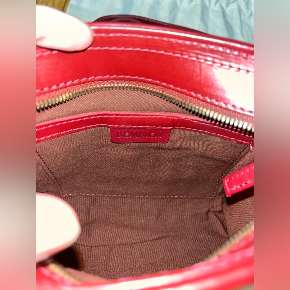 NWOT Bembien Cece Handwoven Leather Convertible Crossbody Shoulder Clutch Rouge - Picture 4 of 10